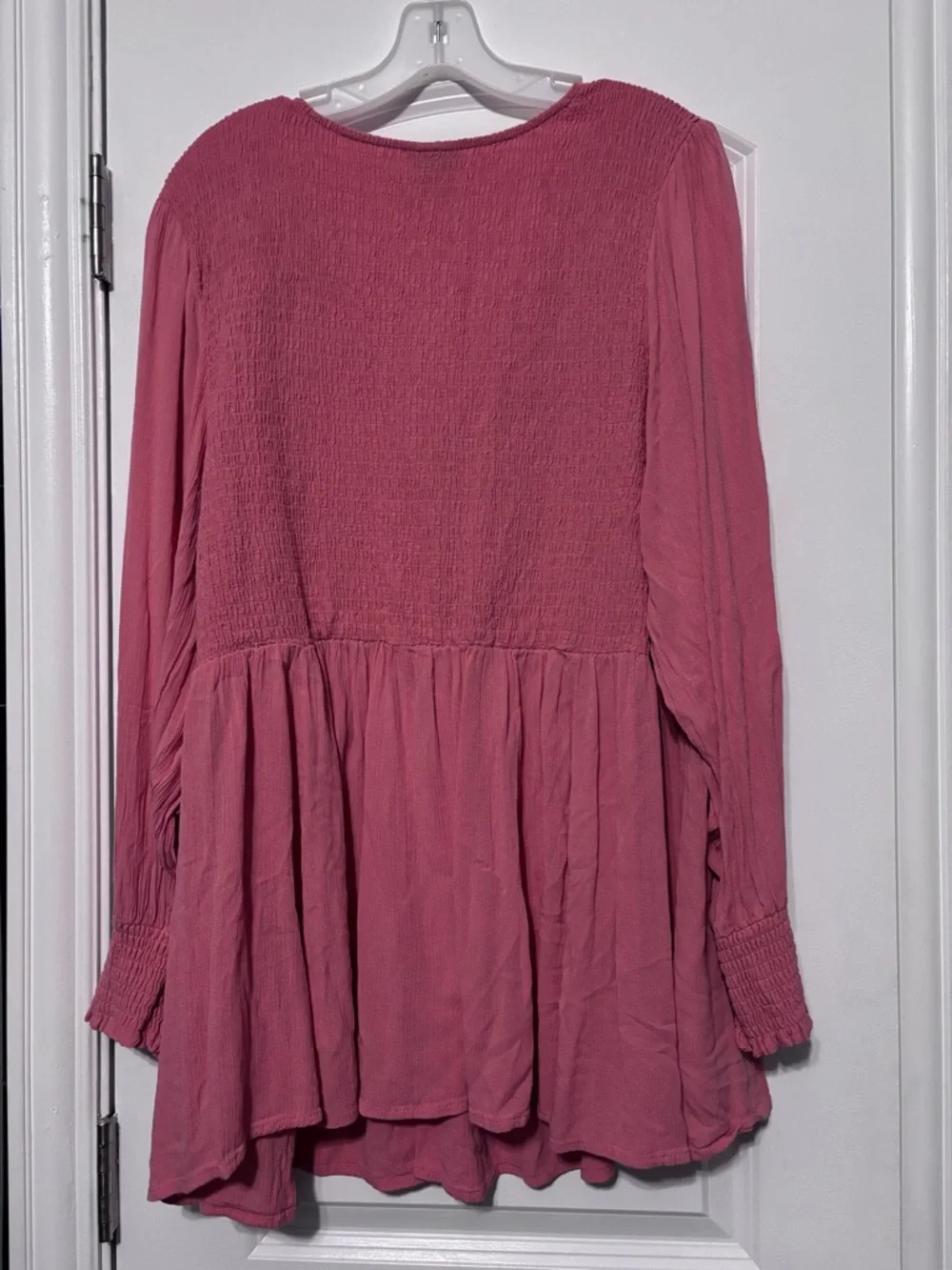 Torrid Smocked Babydoll Top Pink Boho Flowy Peplum Blouse Plus Size 4 - Picture 3 of 6